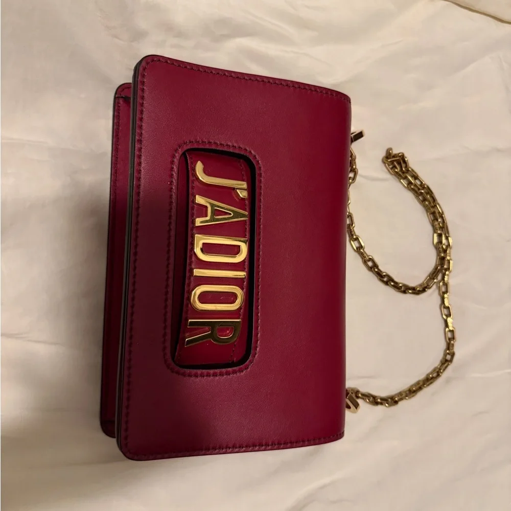 Dior J'Adior Burgundy Leather Crossbody Bag